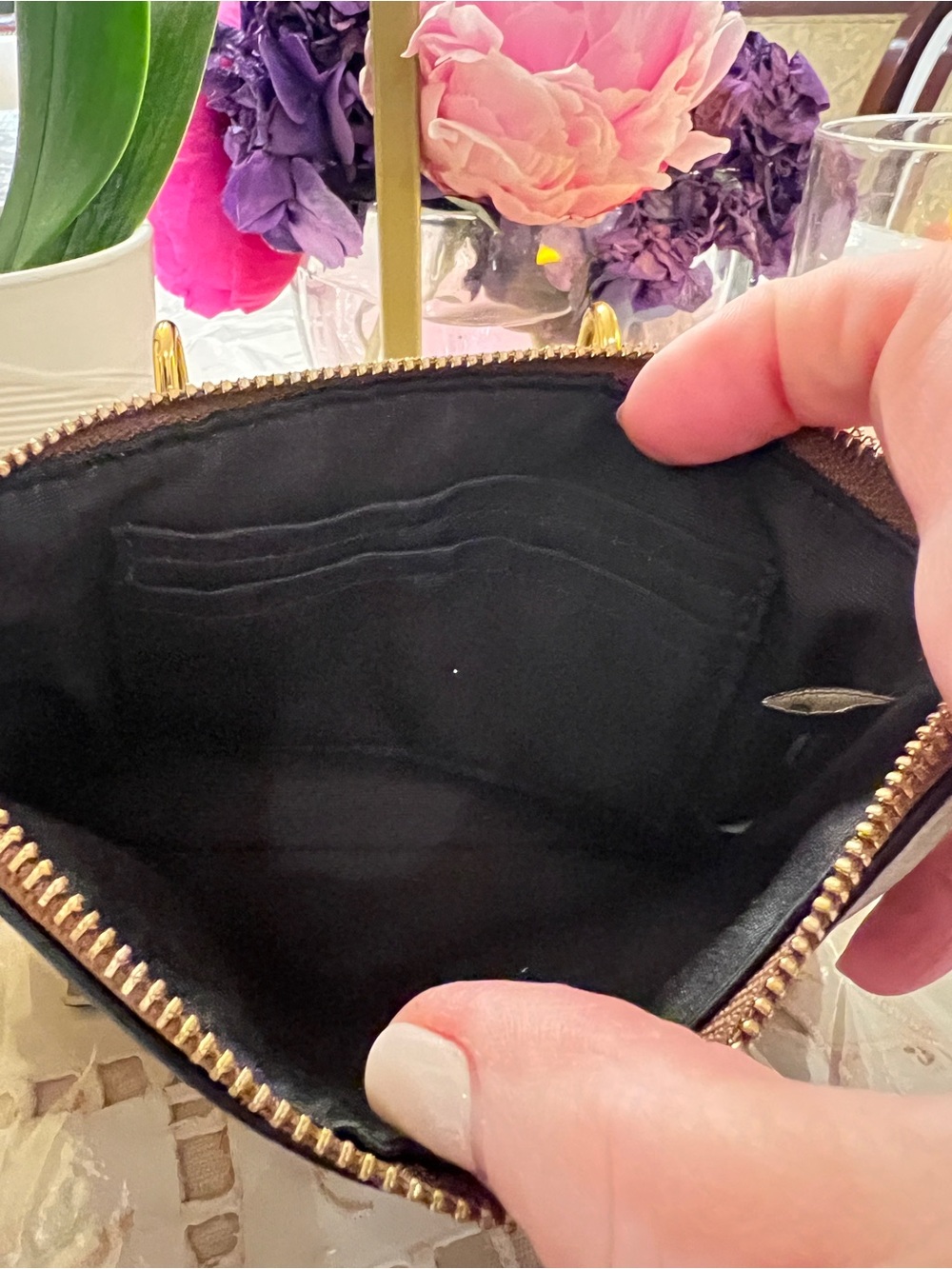 Coach Brown Wristlet with Black Interior and Gold Hardware - Picture 6 of 7